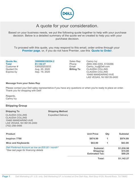 dell premier quote to order.